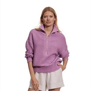 NWOT Varley Tara Pointelle Half-Zip Knit XS
